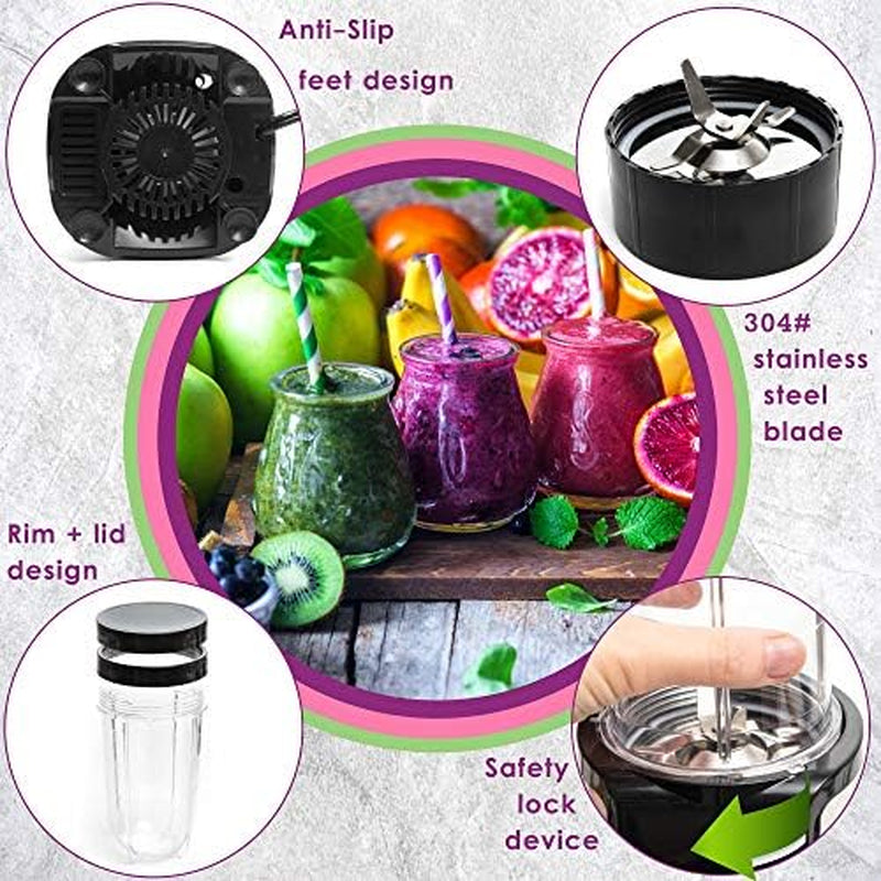2 in 1 Personal Blender with Additional Blender Cups, Amazing Bullet Blenders for Making Smoothie, Mini Blender, White & Black Juice Blender