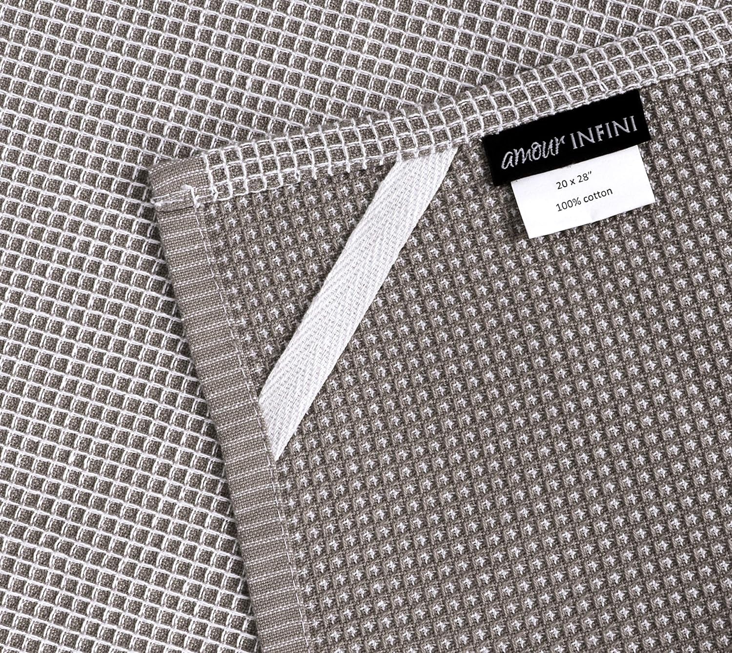 Kitchen Towels|2 Stripe + 2 Waffle Cotton Dish Towels for Drying Dishes|28X20 Inch Kitchen Hand Towels,Tea Towels,Dish Towels for Kitchen|Quick Drying Absorbent Fall Kitchen Towels|Beige