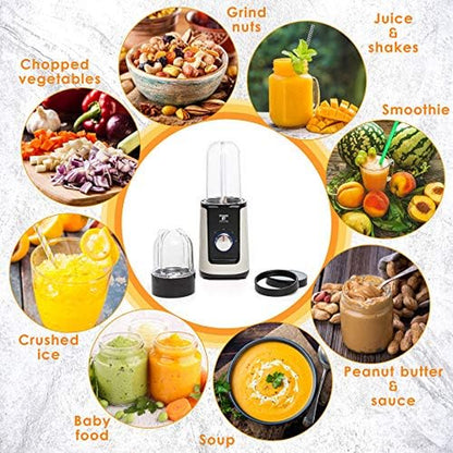 2 in 1 Personal Blender with Additional Blender Cups, Amazing Bullet Blenders for Making Smoothie, Mini Blender, White & Black Juice Blender