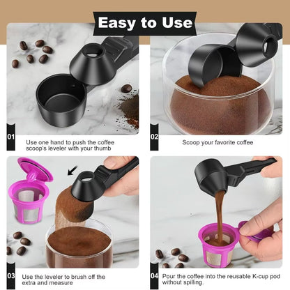 New No Spill Coffee Scoop Reusable Protein Powder Spoon Sliding Spoon Funnel for Milk&Supplements Kitchen Gadgets